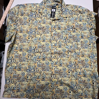 Blue Generation Shirt Mens 2XL Short Sleeve Button Up Collar Blue Yellow NWT