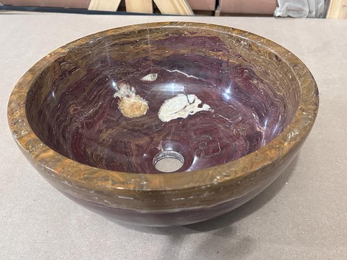 14” Multi Red Onyx Bathroom Vessel Sink AS-IS Blowout Sale sink# 216 - Picture 3 of 6