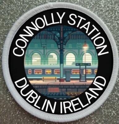 3 Inch Connolly Train Station Dublin Ireland Iron / Sew on Patch Badge 