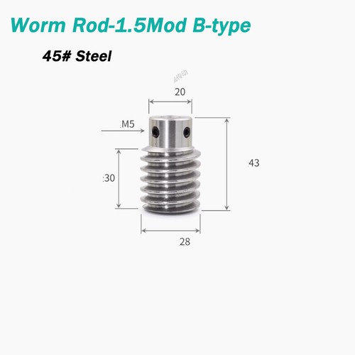 1.5 Module Gear 20T-40T Teeth Brass Worm Gear Wheel & A B C L Worm Gear Shaft - Picture 17 of 20