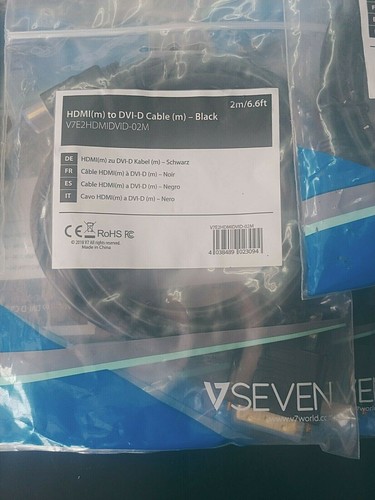 1 new lot of 17 each V7 HDMI to DVI-D Cable, 6.6ft, Black, V7E2HDMIDVID-02M-2N - Picture 2 of 2