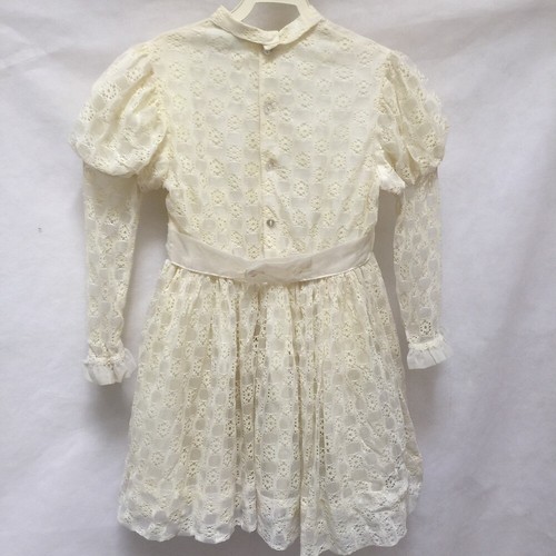 Vintage Hollywood Girls Sz 7/8 Ivory Lace Dress Peter Pan Collar Communion - Picture 3 of 10