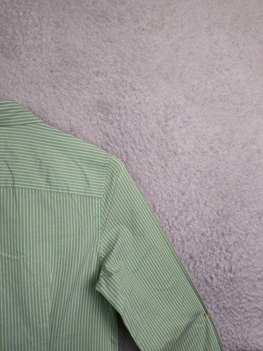 Liz Claiborne Women Top Small Green Striped Cotton Blend Long Sleeve Button Up - Picture 12 of 18
