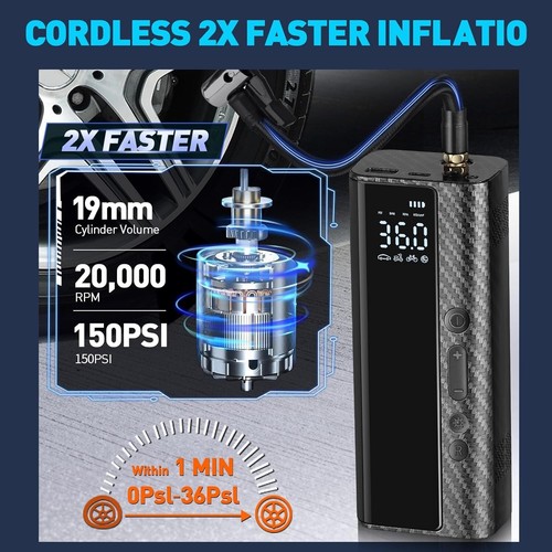 POCKET AIR Car Tire Inflator Portable Air Compressor by Bullseye Pro, Rechargeab - 第 23/24 張圖片