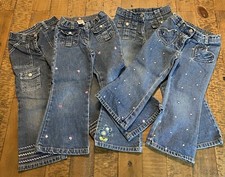 Vintage Gymboree Girls Floral Cupcakes Embroidered Jeans Size 3  4 Boot Cut