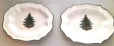 Set of 2 Vintage Cuthbertson England ChristmasTree Relish Nut Candy 9" x 7" Dish