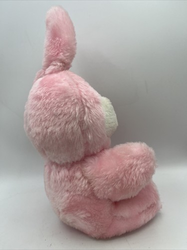 Vtg Pink Easter Bunny Satin Ears Carrot On Chest McCrory 11in Rabbit Stuffed Toy - Picture 3 of 8
