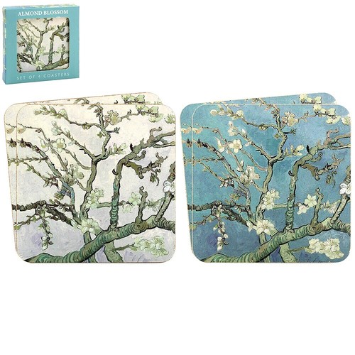 Set of 4 Coasters Gift Boxed Monet Van Gogh Butterfly Tea Coffee Cup Coaster - Picture 24 of 71