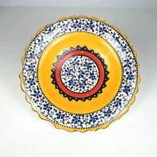Hand Painted Ceramic Decorative Plate Scalloped Edge Floral Design 7 in AB Pinar