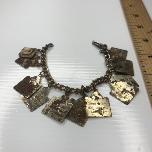 X1 Set Gold Charms 10 Gebote Bibel Mutter Perle Ketten Retro Rostig 6,5 Zoll - Bild 5 von 7