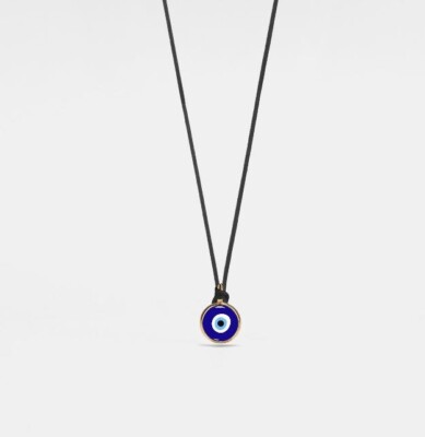 Turkish Blue Evil Eye Charm Necklace in 925 Sterling Silver