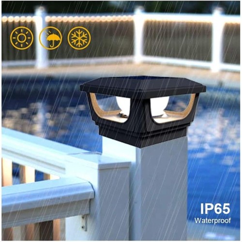 Solar Post Cap Lights for 3x3, 4X4, 5x5 Posts - BLACK (2 PACK) BICSGL-12BLK - Picture 3 of 10