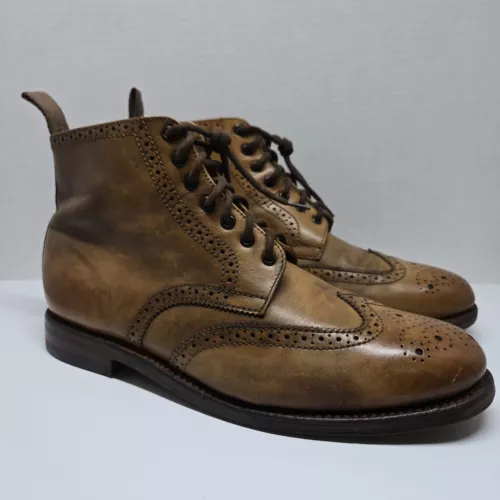 Grenson Fred Leather Lace-Up Brogue Men's Boots Tan UK 10 G US 11