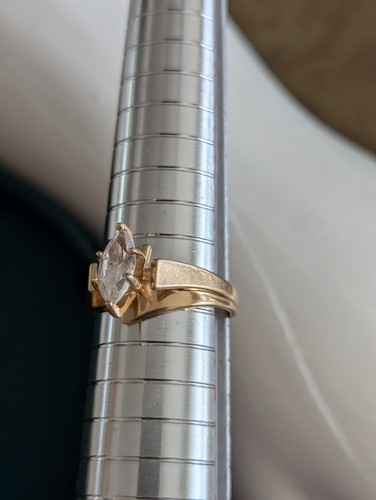 Vtg 14k Plumb Yellow Gold Solitaire CZ Ring 7.75 Prong Set Estate Art Jewelry 4G - Picture 21 of 24