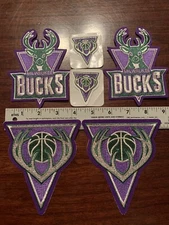 MILWAUKEE BUCKS NBA Authentic VINTAGE 4.25”TEAM Jersey Shorts PATCH Lot Of 6 WOW
