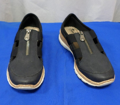 Rieker Shoes Women s Sz 37 US 6 6.5 Anti Stress Casual Slip On Loafer Front Zip