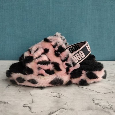 UGG Kinder Fluff Yeah Animalia Hausschuhe Rosa Jakobsmuschel. UK Größe 12. 