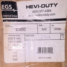 Hevi-Duty E500 Industrial Control Transformer 0.5 kVA 50/60 Hz 220/440V 110/120V