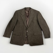 Vintage Orvis Harris Tweed Blazer Jacket Mens 48R Green Wool herringbone USA 90s