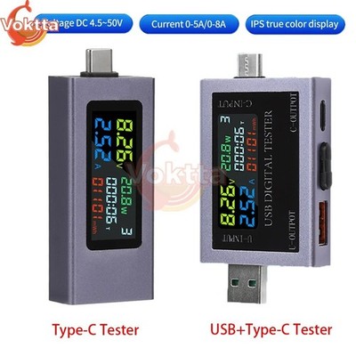 USB TypeC Tester Power Meter DC4.5~50V Digital Multimeter Voltage Current Tester