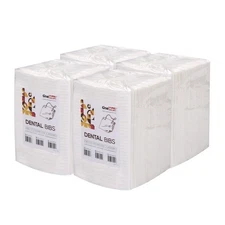4 Bags OneMed Disposable Dental Patient Bibs 2+1 Ply Tattoo Towels 13"x18"-White