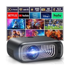  Electric Focus/Auto Keystone FUDONI Projector with WiFi 6 and Bluetooth Dua...