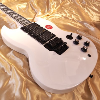 Factory White S G Electric Guitar Mahogany Neck 3Pickup FR Bridge Black Hardware
