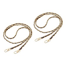 2Pcs 47" Purse Chain Strap with Buckle for Bags Brown, Gold 