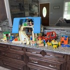 Vintage Little Tikes Large Blue Roof 2 Story Doll House & lots of Accessories