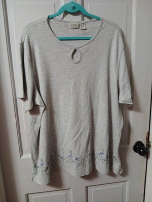 Classic Elements Woman Gray SS Cotton/ Polyester Pullover Top Sz 24/26W
