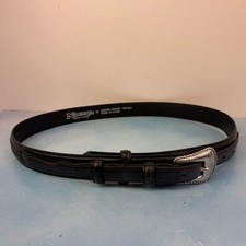Nocona Belt Mens Genuine Leather Western Belt Size 38 Black Silver Tone Buckle