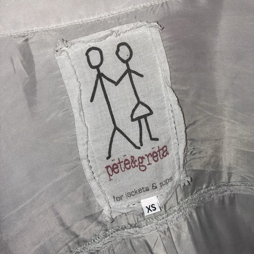 Camisa Pete & Greta Gris XS Extra Pequeña Manga Larga Enrollada Botón Top Cupra - Imagen 2 de 9