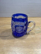 German Cobalt Blue Cut to Crystal Beer Stein Mug