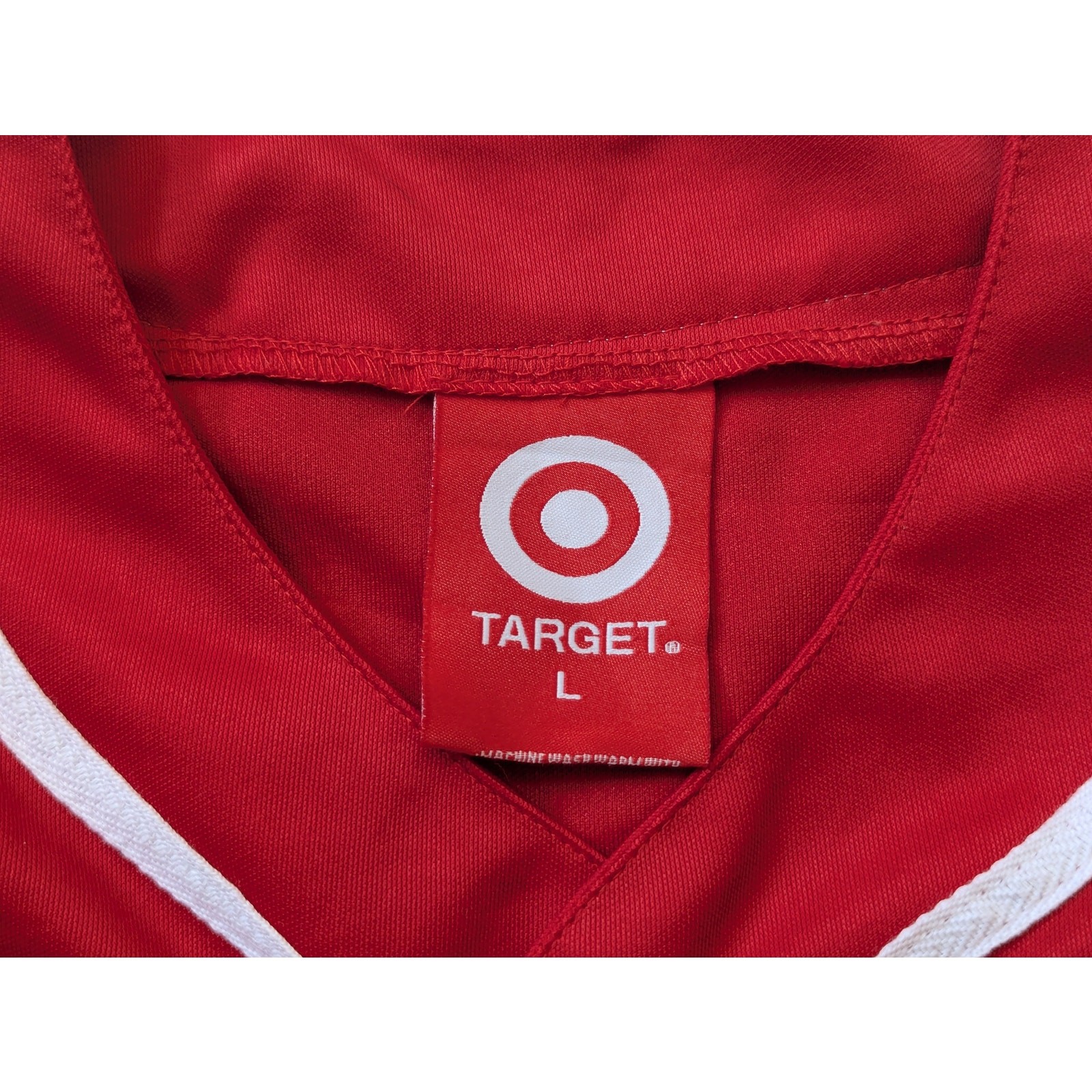Rare Target Employee Baseball Jersey Red Button Up Uniform Shirt Size L image 4