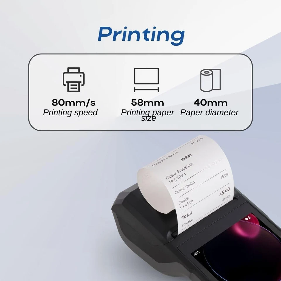 POS Android 13 PDA Receipt Printer 58mm High Speed Thermal Printer 5.5’ Touch Sc - Image 4 of 4