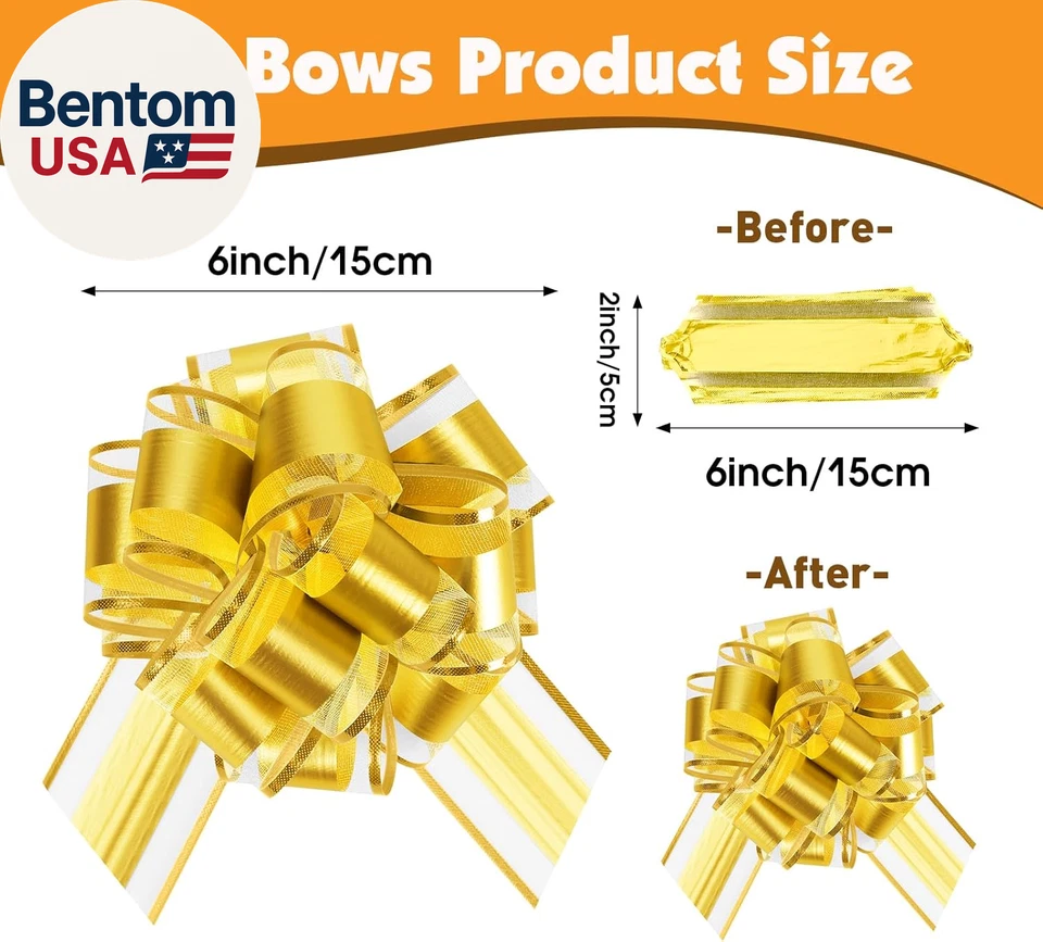 24 Pcs Pull Bows for Gift Baskets, 12 Colors 6 Inches Large Gift Bows for Presen - Image 2 of 4