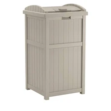 Outdoor Trash Garbage Can 33 Gal. Garden Hideaway Yard Bin Patio Resin Container