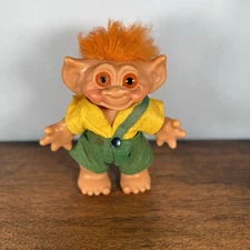 7" Vintage 1960's Thomas Dam Troll Doll Orange Hair + Eyes Piggy Coin Money Bank