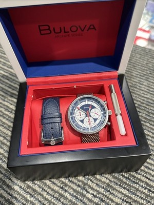 Bulova Archive Series 96K101  Stars & Stripes Chronograph Leather Strap Orig Box