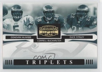 2005 Donruss Gridiron Gear Triplets Gold Donovan McNabb Correll Buckhalter 3c7