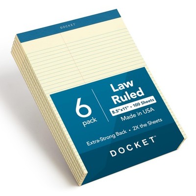 Docket Legal Pads, 6 Pack, Premium Note Pads, 100 Law Ruled 8.5'' x 11'' Sheets...