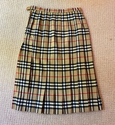 Vintage 1984 Burberrys Nova Check Wool Skirt Size 10 Long -Worn Only A Few Times