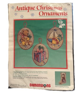 Vintage Dimensions 1989 Antique Christmas Ornaments Cross Stitch Kit #8376