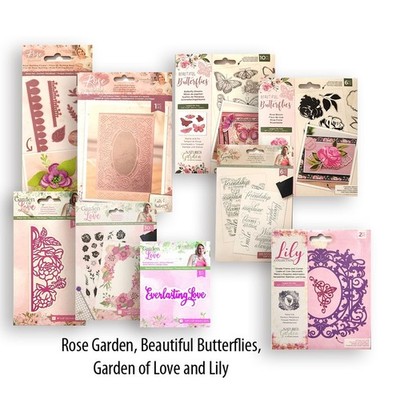 Crafters Companion Rose Gold Garden of Love Beautiful Butterflies Lilies Flowers