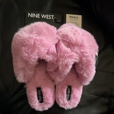 Nine West Pink Faux Fur Slide Slippers Memory Foam Open Toe Women  s US 5-6 Small
