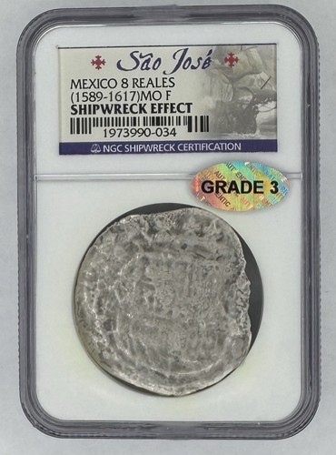 1589-1617 Mexico 8 Reales Sao Jose NGC Shipwreck Effect Grade 3