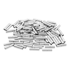 100Pcs 22-18 AWG Non Insulated Butt Connectors, Seamless Bare Copper Crimp Termi