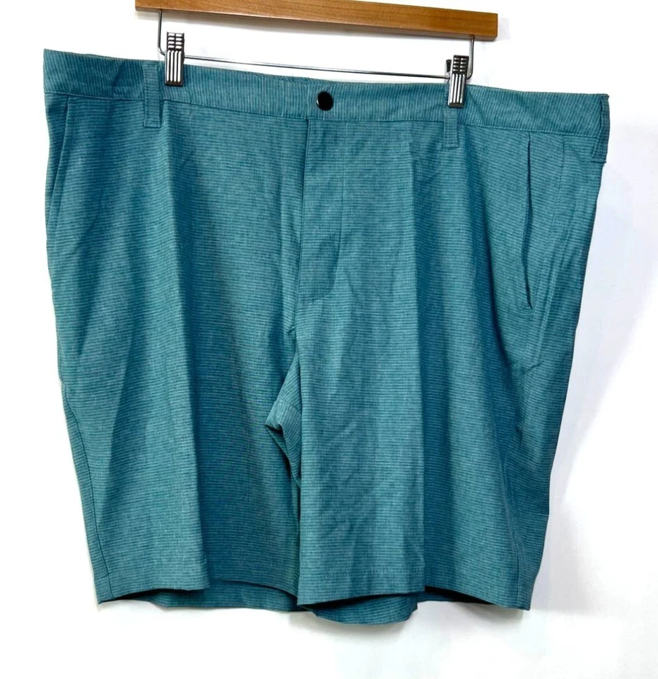 Pantalones Cortos George Frente Plano Azul Verde Azulado Poliéster Spandex Ligeros Talla 42 Foto 2 de 4