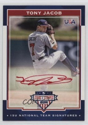 2017 Panini USA Baseball Stars & Stripes Red Ink /10 Tony Jacob #10 Auto 0i76