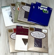 VTG Lot 9 Pair Womens SIZE A/B Medium PANTYHOSE Hosiery Hose Evan-Picone Hanes